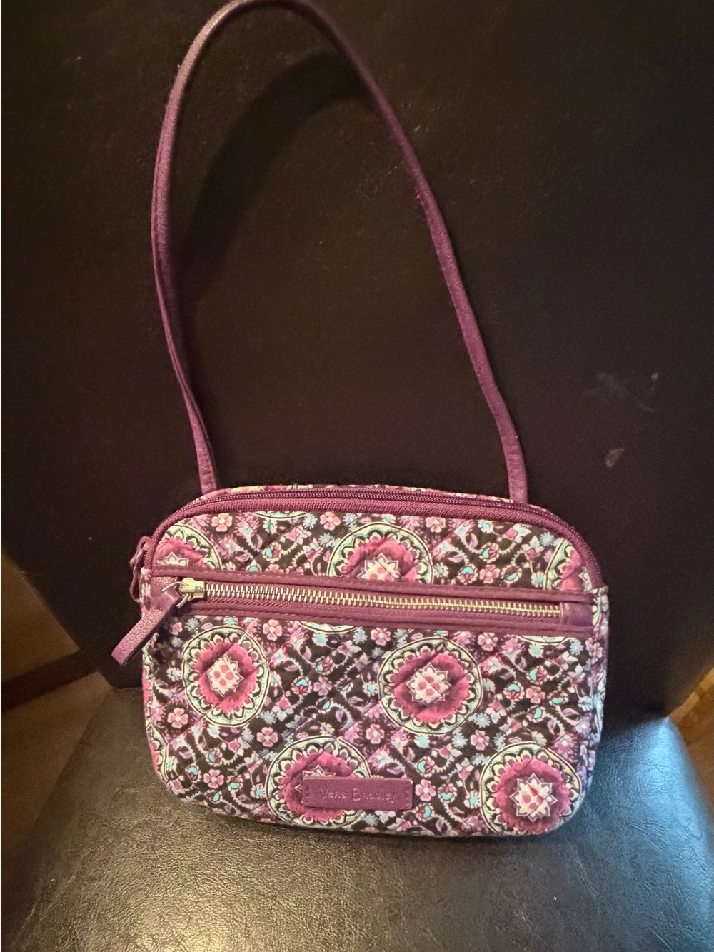Vera Bradley Purple Quilted Floral Medallion Crossbody